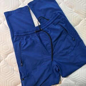 Jaanuu Straight Leg Zip Pant Medium Blue Cargo Scrub Healthcare 6 Pockets